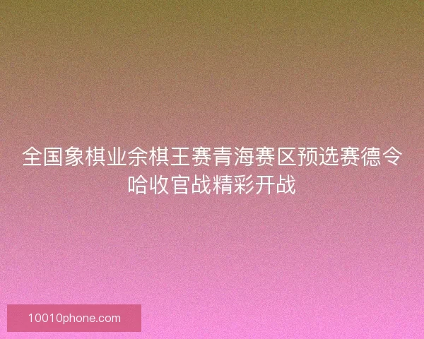 全国象棋业余棋王赛青海赛区预选赛德令哈收官战精彩开战