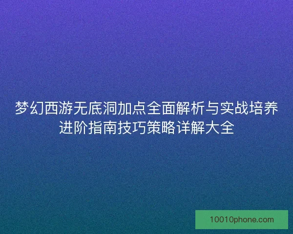 梦幻西游无底洞加点全面解析与实战培养进阶指南技巧策略详解大全